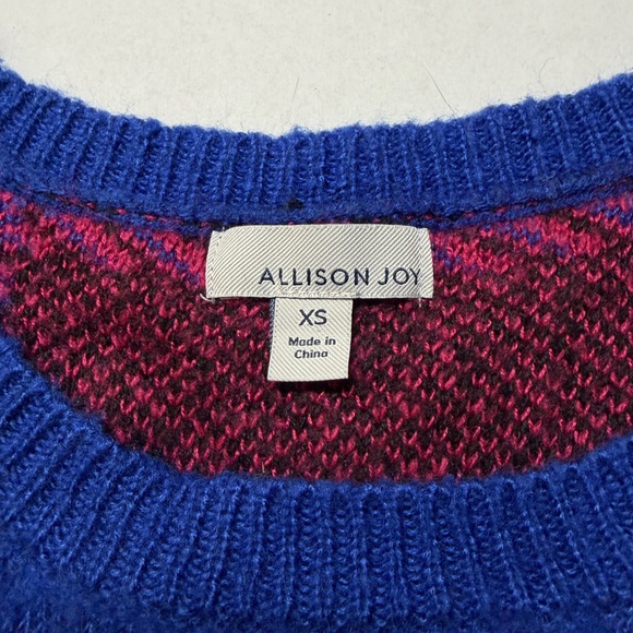 Allison Joy Blue And Red Striped Plaid Soft XS Sweater - Picture 3 of 6